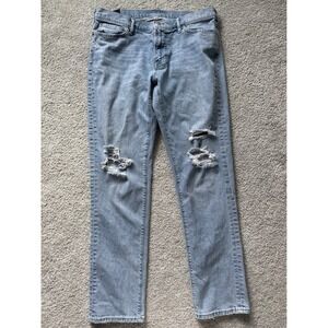 Abercrombie & Fitch Mens Athletic Skinny‎ Distressed Light Wash Jeans 34x32 Blue